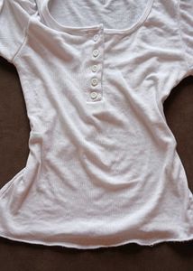Ribbed Long Sleeve White Top