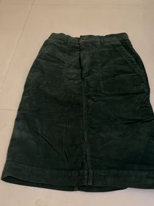 Stylish Dark Green Corduroy Skirt