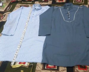Men's Kurta Set - Blue &amp; Striped