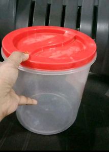 Clear Plastic Container with Red Lid