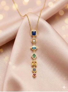 Anti Tarnish multi color lariat pendant chain