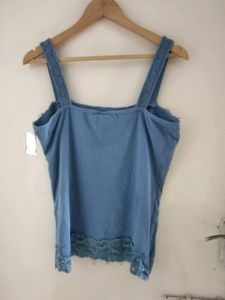 Beautiful Blue Lace Trim Tank Top