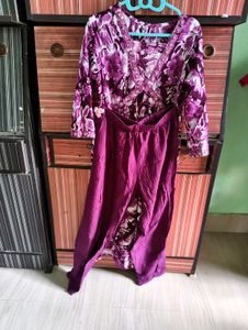 Purple Floral Print Kurti