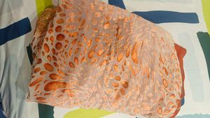 Stunning Orange Embellished Saree