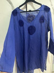 Bohemian Vibrant Blue Crocheted Kurta