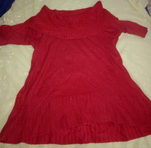 Winter Offer Red Bartot Off Shoulder T