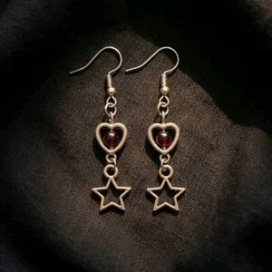 y2k Heart and Star Dangle Earrings (2 pairs)
