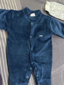 Soft Blue Velvet Baby Onesie