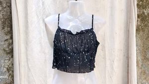 25V. Sparkling Star Print Sheer Cami Top