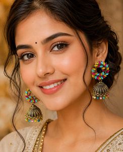 New Boho Multi-Color Jhumka Earrings