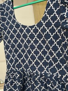 Navy Blue Printed Kurta