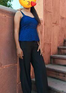Blue Smocked Camisole Top