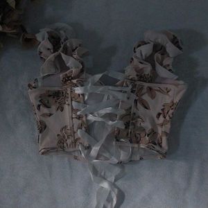 Floral Corset Top with Ruffles