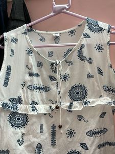 Boho Print Sleeveless Kurta Top