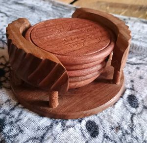 For Festive Carved Wooden Coaster