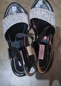 Sparkling Silver &amp; Black Sandals