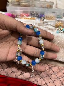 chain blue beaded Charm Bracelet