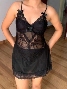 Elegant Black Lace Nightgown