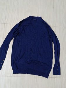 Navy Blue Mock Neck Sweatshirt