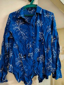 ALLEN SOLLY Floral Print Casual Blue Shirt 💙