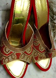 Red & Gold Ethnic Flats