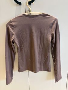 H&amp;M Brown Square Neck Long Sleeve Top