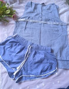 Cute Blue Summer Shorts Set