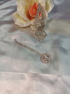 Double Layer AD  Necklace Set With Mangtika