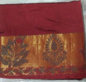 Elegant Maroon Silk Saree with Gold Border