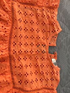 ONLY Orange Eyelet TOP