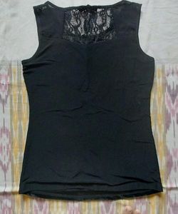 Embellished Black Sleeveless Top