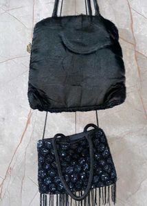 Sets of 2 Embellished Crystal Wave Embroidery Bag