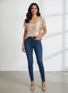 Sparkly Striped Sheer Top