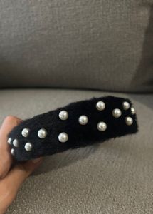 Brand New Black Velvet Pearl Headband
