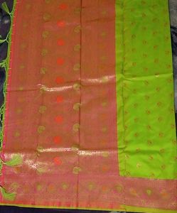 Lime Green Bangalore Pure Silk Saree