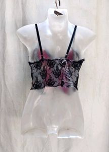 I. Gothic Red &amp; Black Lace Corset Top