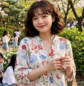 Korean Style Floral Top with Back Tie