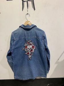 Denim Jacket with Skull Patch