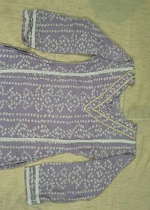 Lavender Printed Kurti with pant