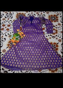 Elegant Purple Polka Dot AnarkaliFeatures.
