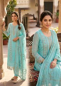 Elegant Sky Blue Embroidered Kurta and dupatta