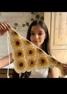 Handmade Crochet Sunflower Dupatta