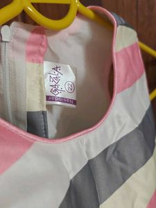 Striped Party Dress with Flower Detail