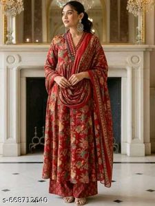 Beautiful Floral Print Kurta Set with Dupatta