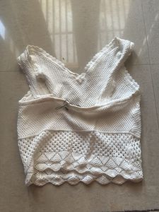 Crochet Knit V-Neck Tank Top