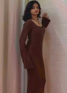 Brown Maxi Ribbed Dress (winter)