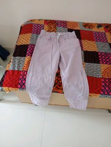 Lavender Baggy Jeans with Black Crop Top