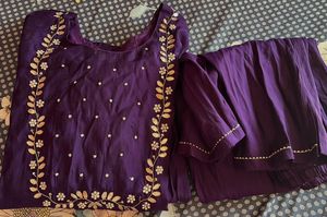 purple elegant kurta pant set Price Down