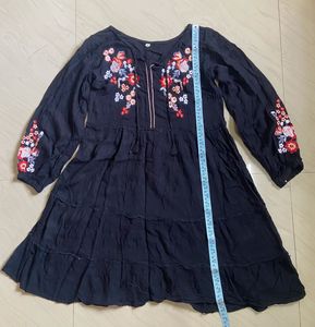 Embroidered Tiered Mini Dress