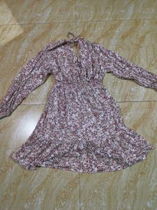 Floral Print Long Sleeve Mini Dress